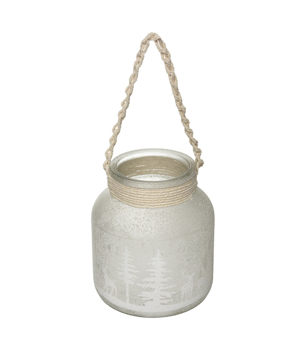 Bougeoir photophore lanterne en verre paysage enneigé