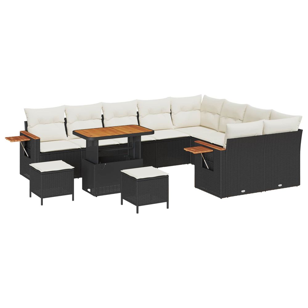 Ensemble de canapé de jardin 12 pc noir polyrotin