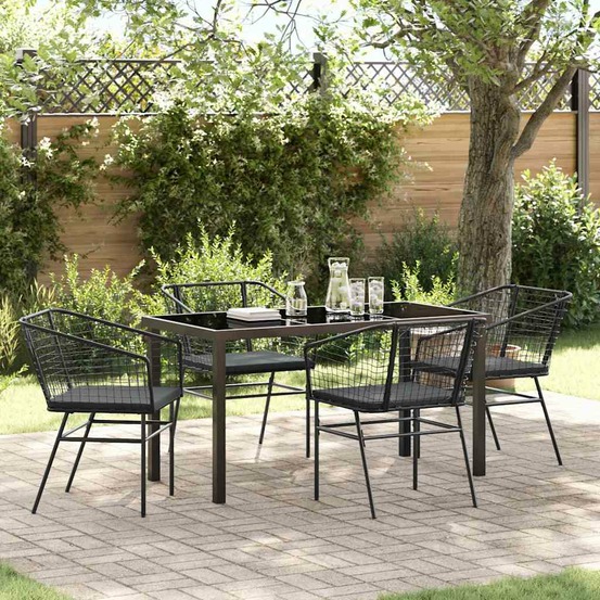 Ensemble de salle à manger pour jardin 5 pcs noir polyrotin