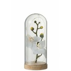 Boule en verre décoration fleurs led en verre blanc 10x10x22 cm