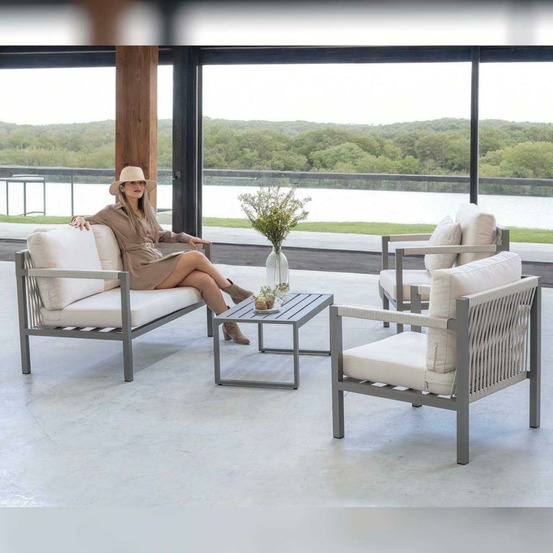 Salon de jardin détente en aluminium 4 places damasco