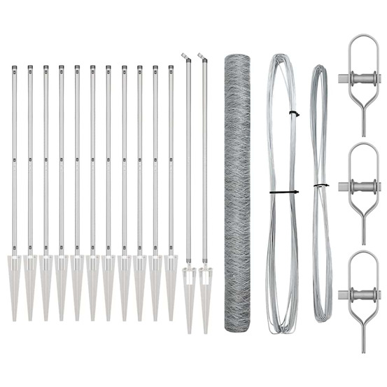 Clôture avec poteaux argent 1.5 x 25 m acier recouvert de pvc