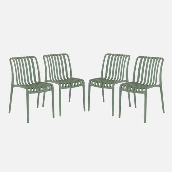 Lot de 4 chaises de jardin en plastique, empilables, déjà montées