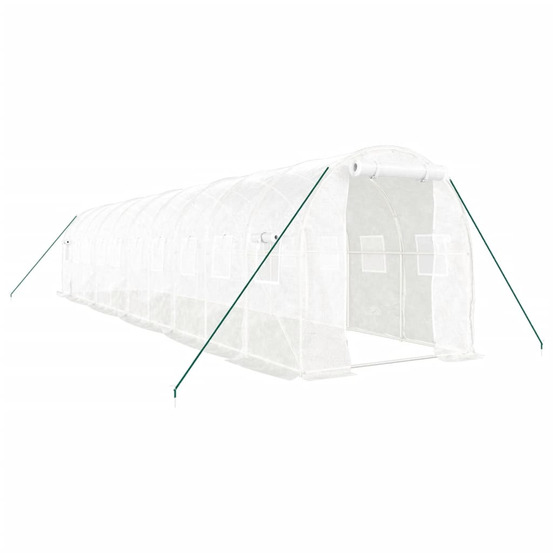 Serre avec cadre en acier blanc 20 m² 10x2x2 m