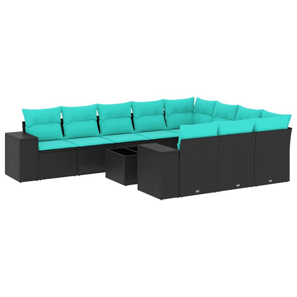 Ensemble de canapé de jardin 11 pcs avec coussins noir