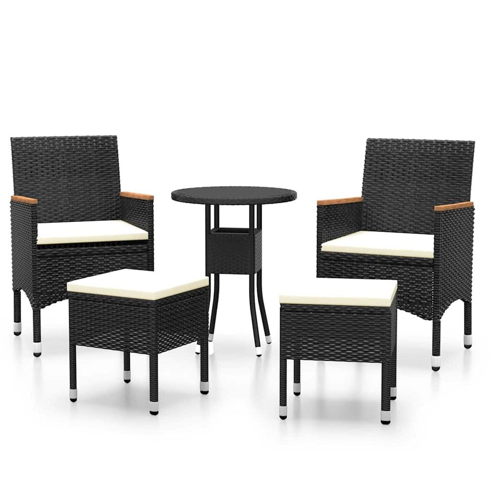 Salon de jardin 5 pcs résine tressée noir