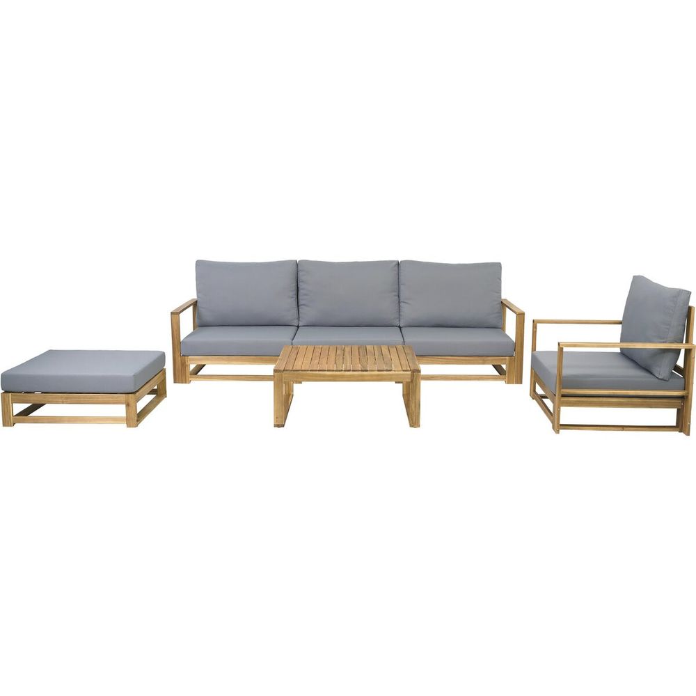 Salon de jardin en bois d'acacia avec coussins 