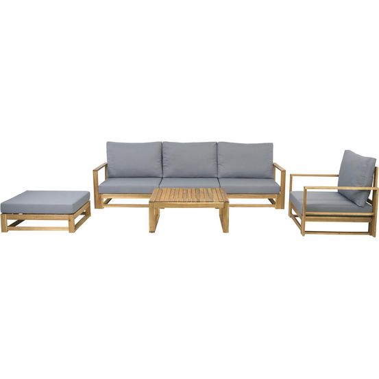 Salon de jardin en bois d'acacia avec coussins