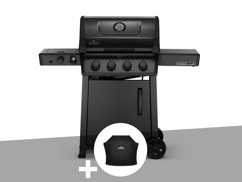 Barbecue à gaz phantom freestyle 425 sib noir mat 4 brûleurs + housse de protect