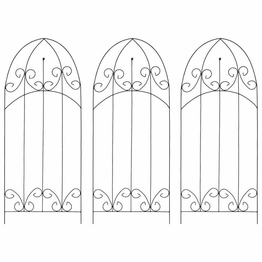 Supports pour plantes grimpantes 3 pcs noir 40x100 cm fer