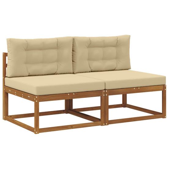 Sofa de milieu extérieur avec coussin 2 pièce naturel