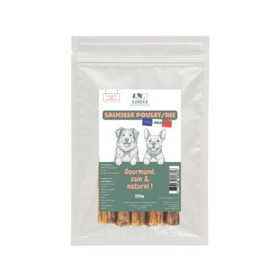Saucisses au riz et au poulet pour chiens – Friandises naturelles, faciles à digérer, sans additifs