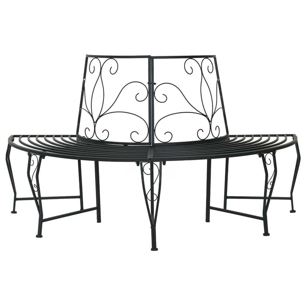 Banc d'arbre 4-nombre de places 160 x 80 x 89 cm acier noir