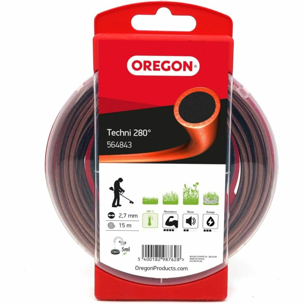 Fil débroussailleuse rond techni 280° marron/noir ø2.7mm/15m oregon 564843
