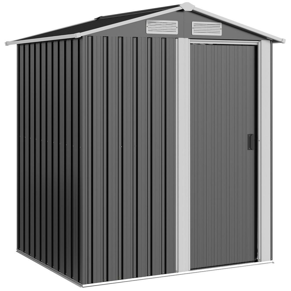 Petit abri jardin acier zingué extérieur toit incliné aérations 152x132x188cm gris foncé - comfortxl outdoor living