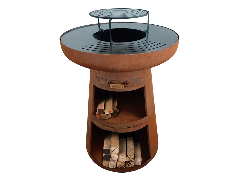 Barbecue braséro charbon ø60cm marron en acier corten