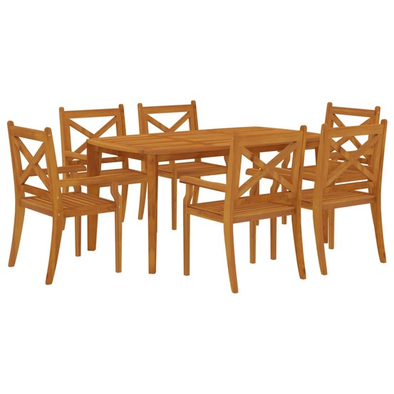 Ensemble de salle à manger de jardin meuble extérieur 7 pièces bois d'acacia solide