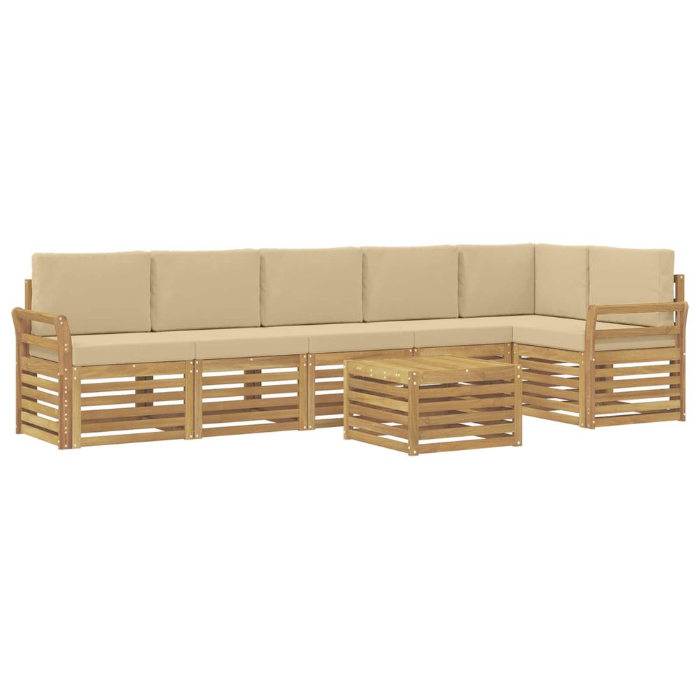 Ensemble de canapés d'extérieur 7 pc blanc et beige polyester