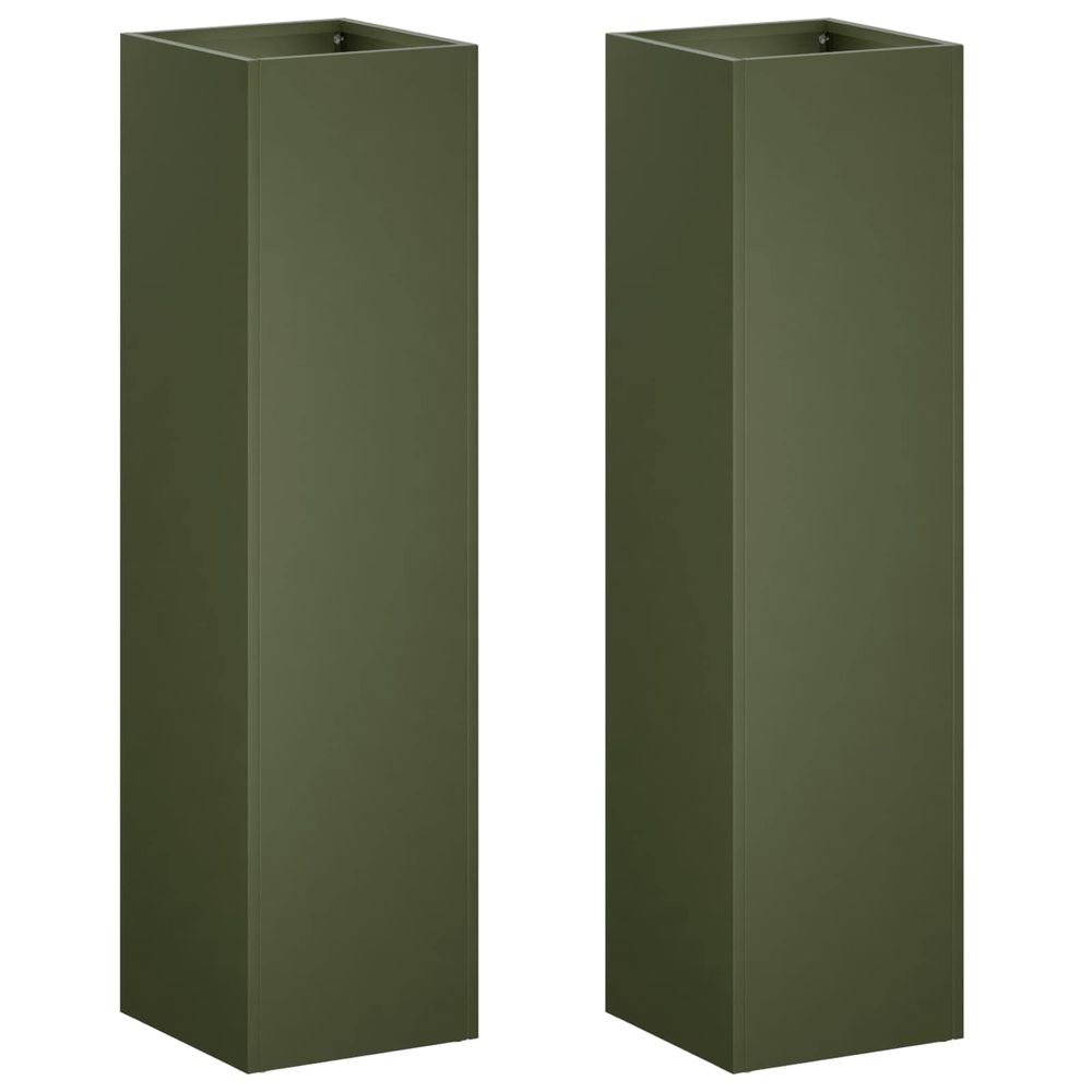 Cache-pot de jardin 2 pc vert olive 20 x 20 x 75 cm