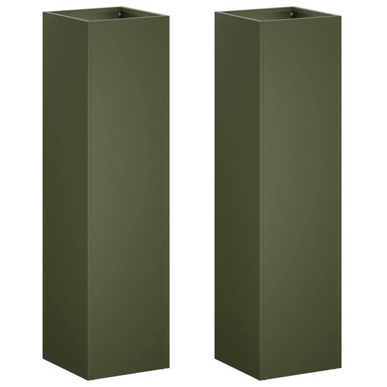 Cache-pot de jardin 2 pc vert olive 20 x 20 x 75 cm