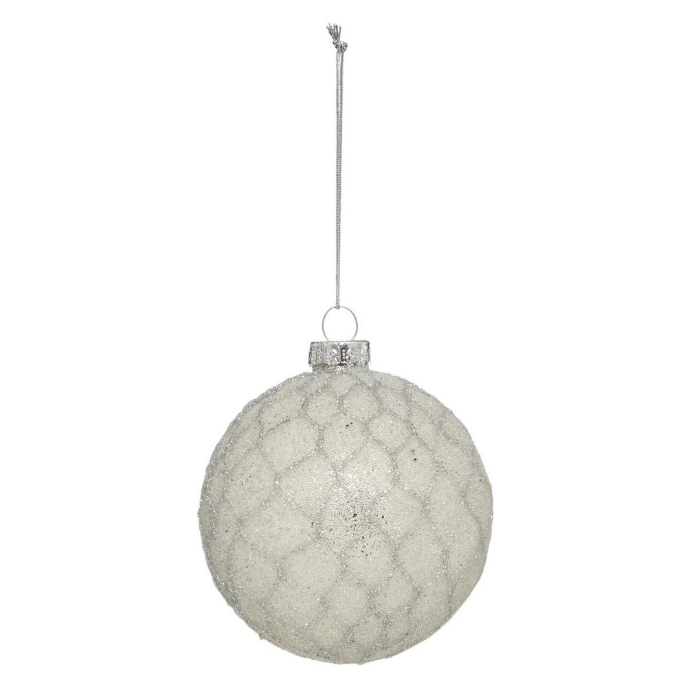 Boule de noel verre 70 mm alvéole blanc