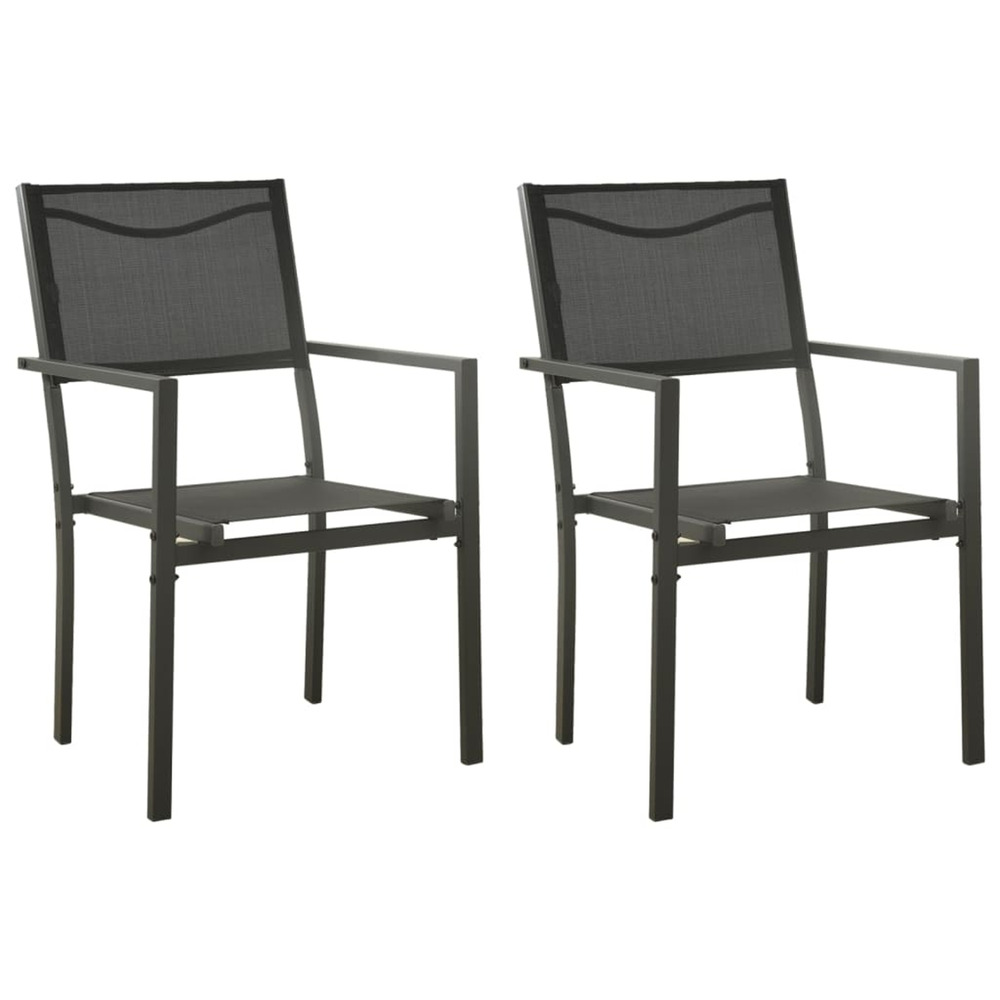 Chaises de jardin lot de 2 textilène et acier noir anthracite