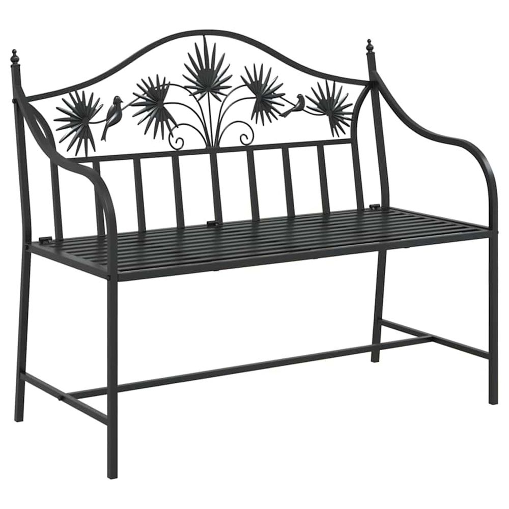 Banc de jardin noir 104 x 52,5 x 89 cm acier
