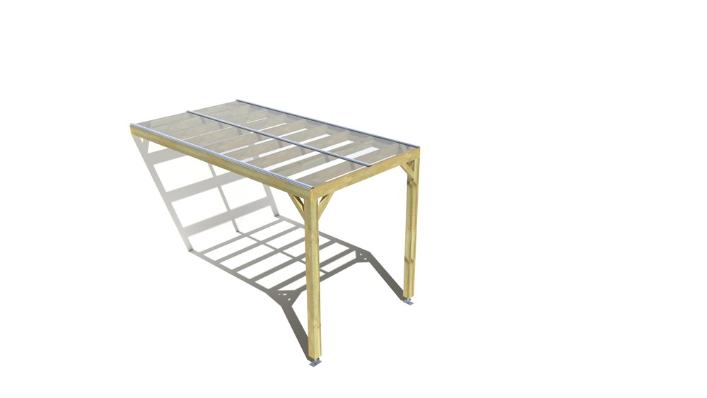 Pergola bois • 2m x 4m • adossée • sens largeur • couverture étanche transparente incluse • livraison comprise