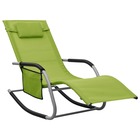 Transat chaise longue bain de soleil lit de jardin terrasse meuble d'extérieur textilène vert et gris