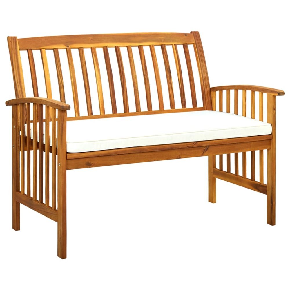 Banc de jardin avec coussin 119 cm bois solide d'acacia