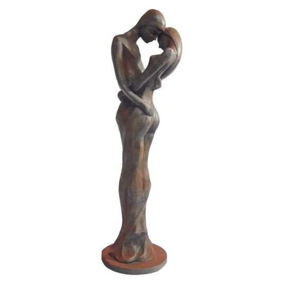 Statue de jardin en pierre tristan et iseult demi rouille - rouille 123 cm