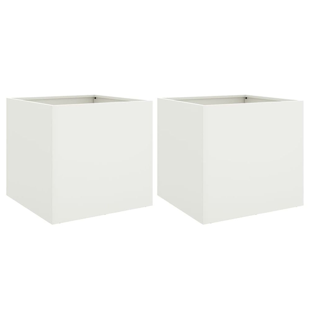 Jardinières 2 pcs blanc 42x40x39 cm acier