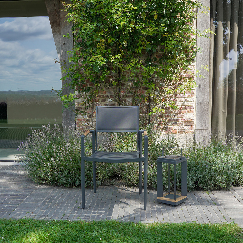 Fauteuil en teck massif, aluminium et textilène renforcé anthracite piana