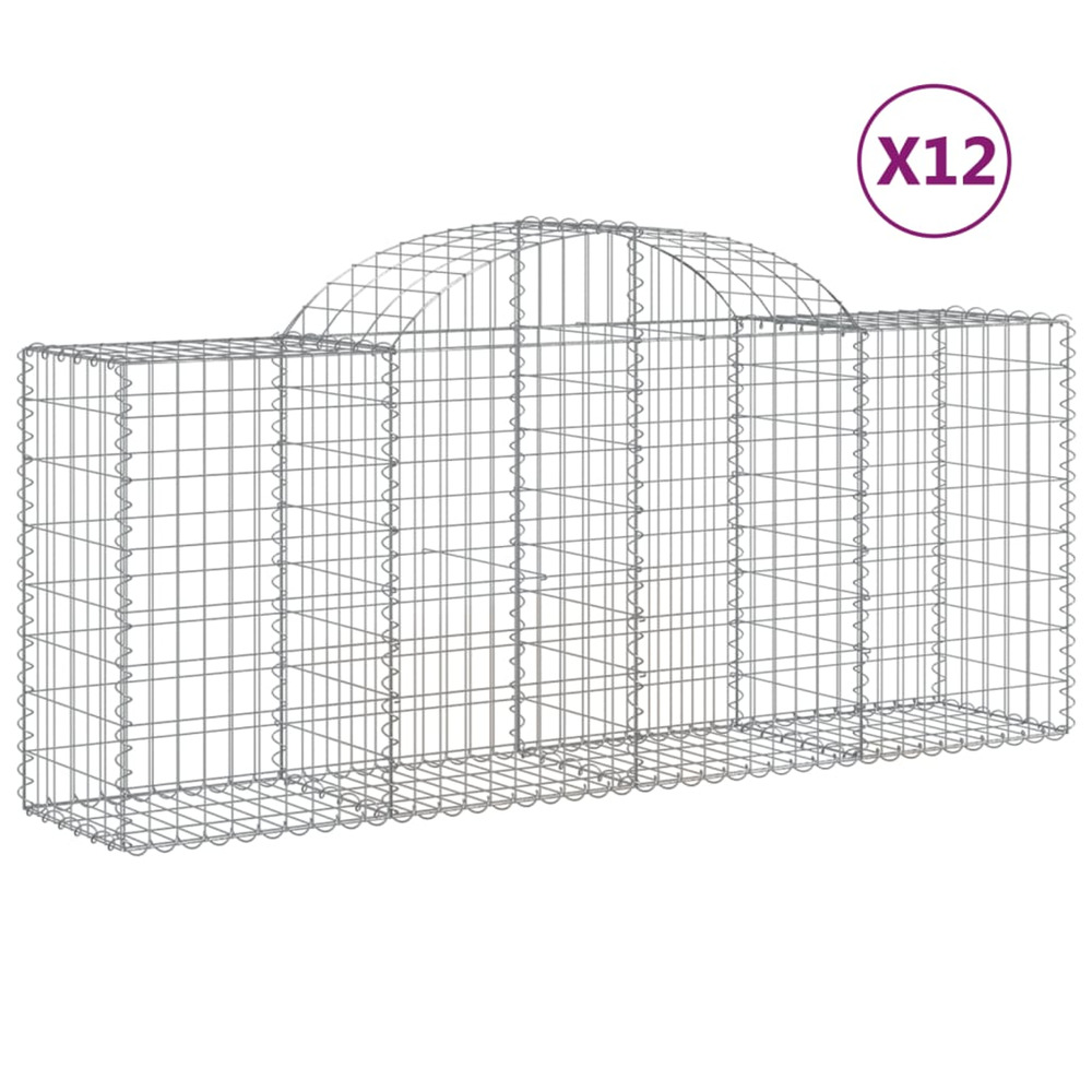 Paniers à gabions arqués 12 pcs 200x50x80/100 cm fer galvanisé