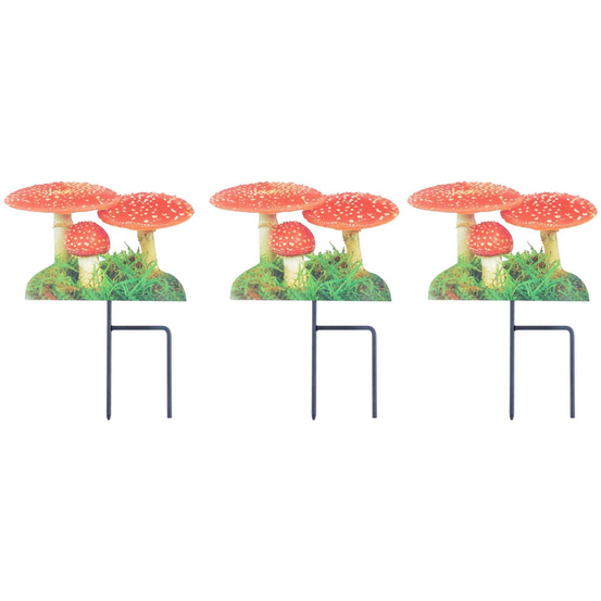 Pique de jardin motif amanite tue-mouches lot de 3