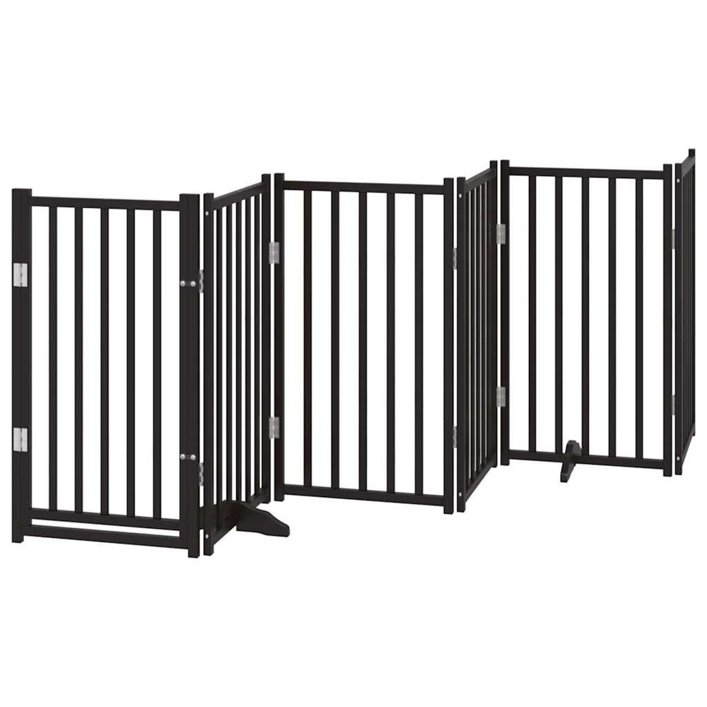 Barrière pour chiens avec porte 6 panneaux bois de sapin massif