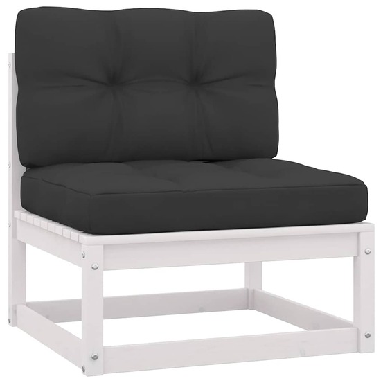 Salon de jardin 2 pcs avec coussins blanc bois de pin massif