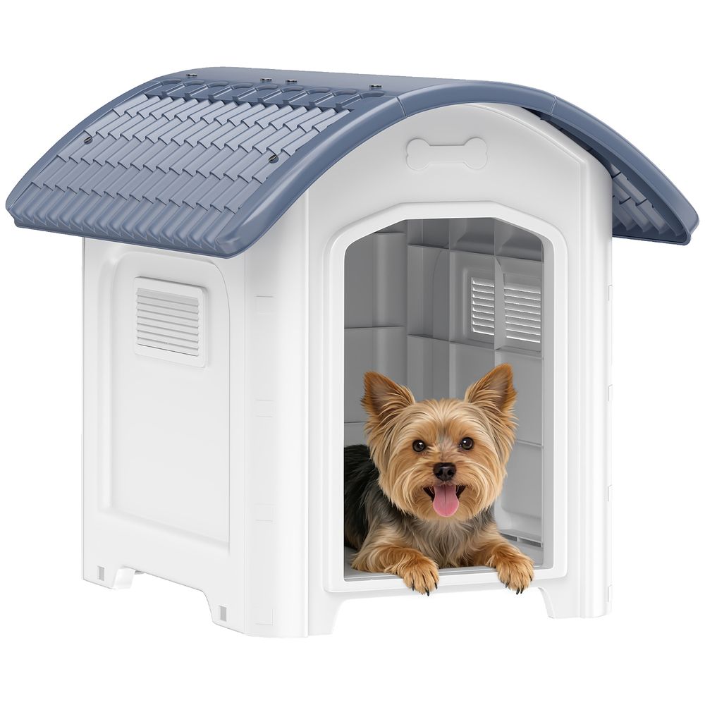 Niche chien extérieur plastique pp sol amovible toit imperméable 71x60x63cm gris