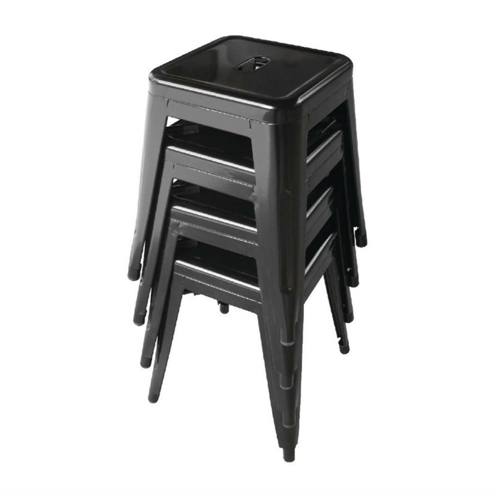 Tabourets bas en acier noirs - lot de 4 - bolero bistro