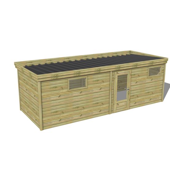 Abri de jardin bois pin traité autoclave 27mm - 6,795x2,64m / 18m2 - bac acier - abri français