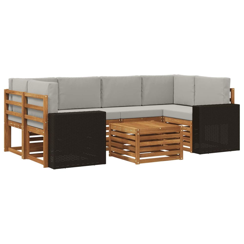 Ensemble de canapés d'extérieur 7 pc naturel et gris clair