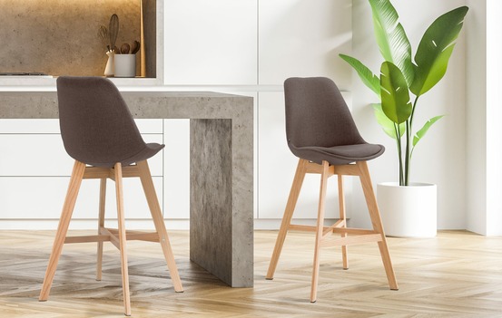 Tabouret de bar cannes tissu natura