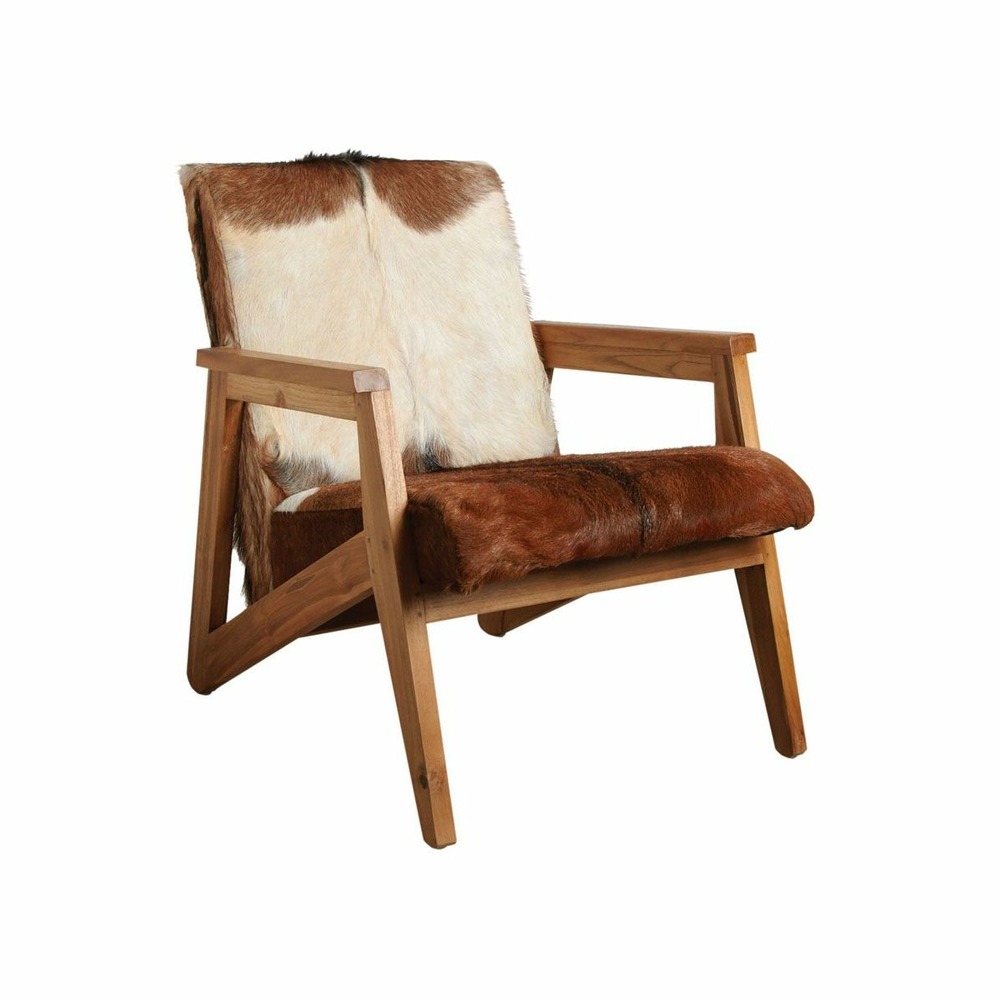 Fauteuil en peau de chèvre marron