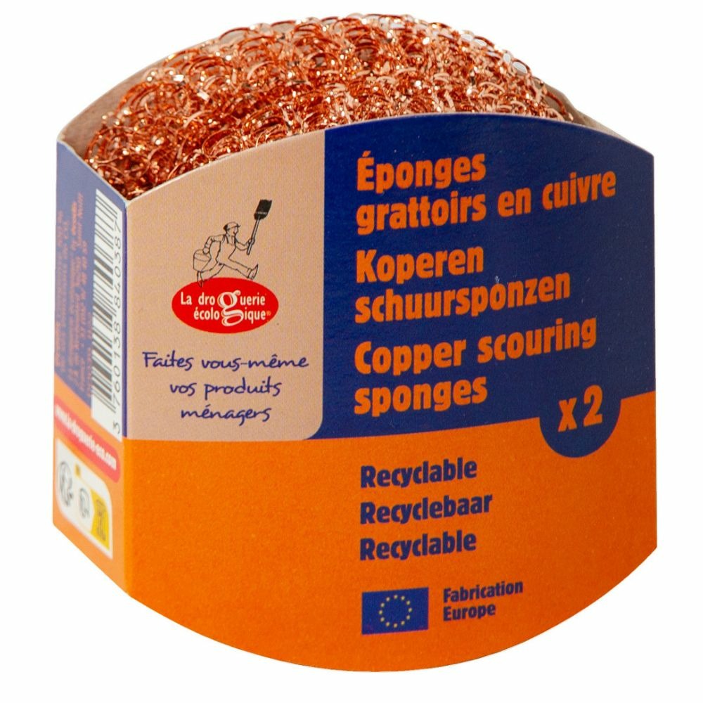 Lot de 2 éponges grattoir en cuivre 20 g