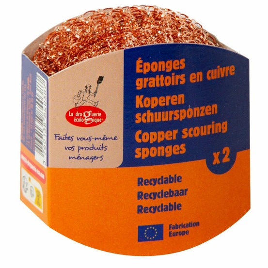 Lot de 2 éponges grattoir en cuivre 20 g