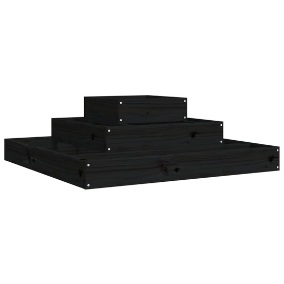 Jardinière noir 80x80x27 cm bois massif de pin