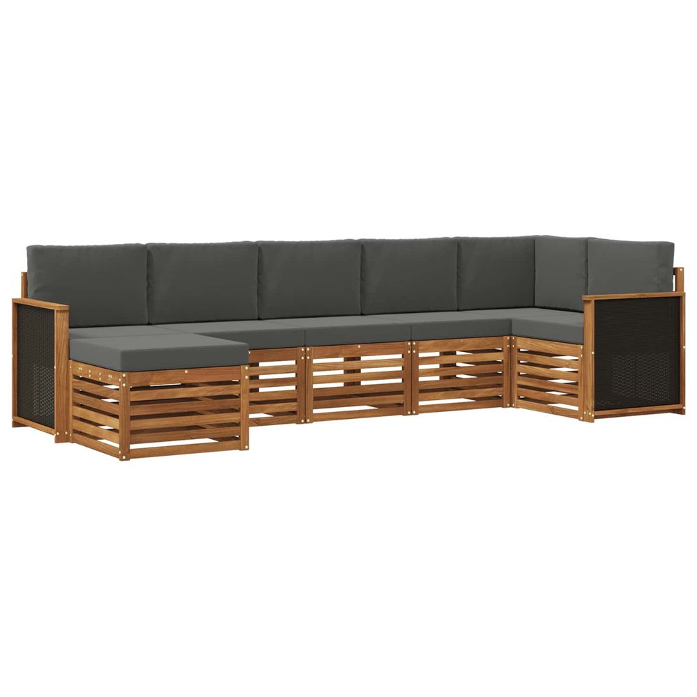 Ensemble de canapés d'extérieur 6 pc naturel et anthracite