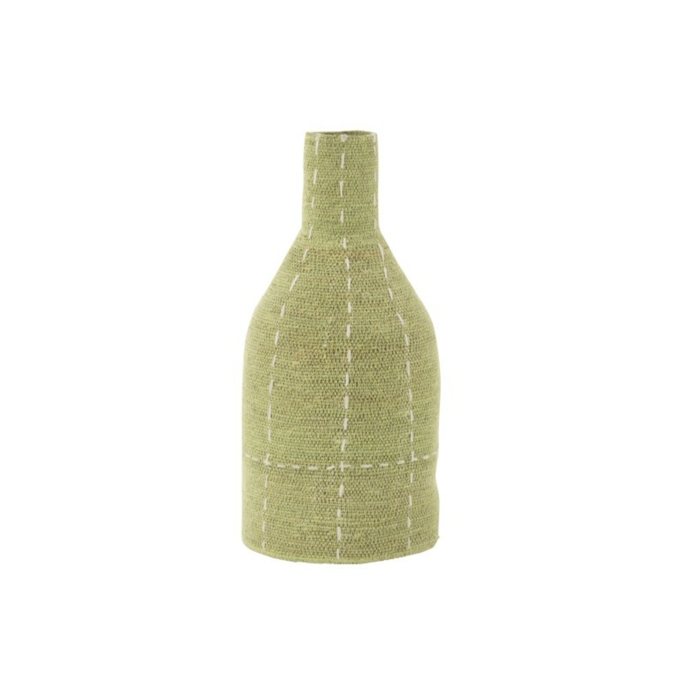 Vase bouteille en roseau vert 25x25x50 cm