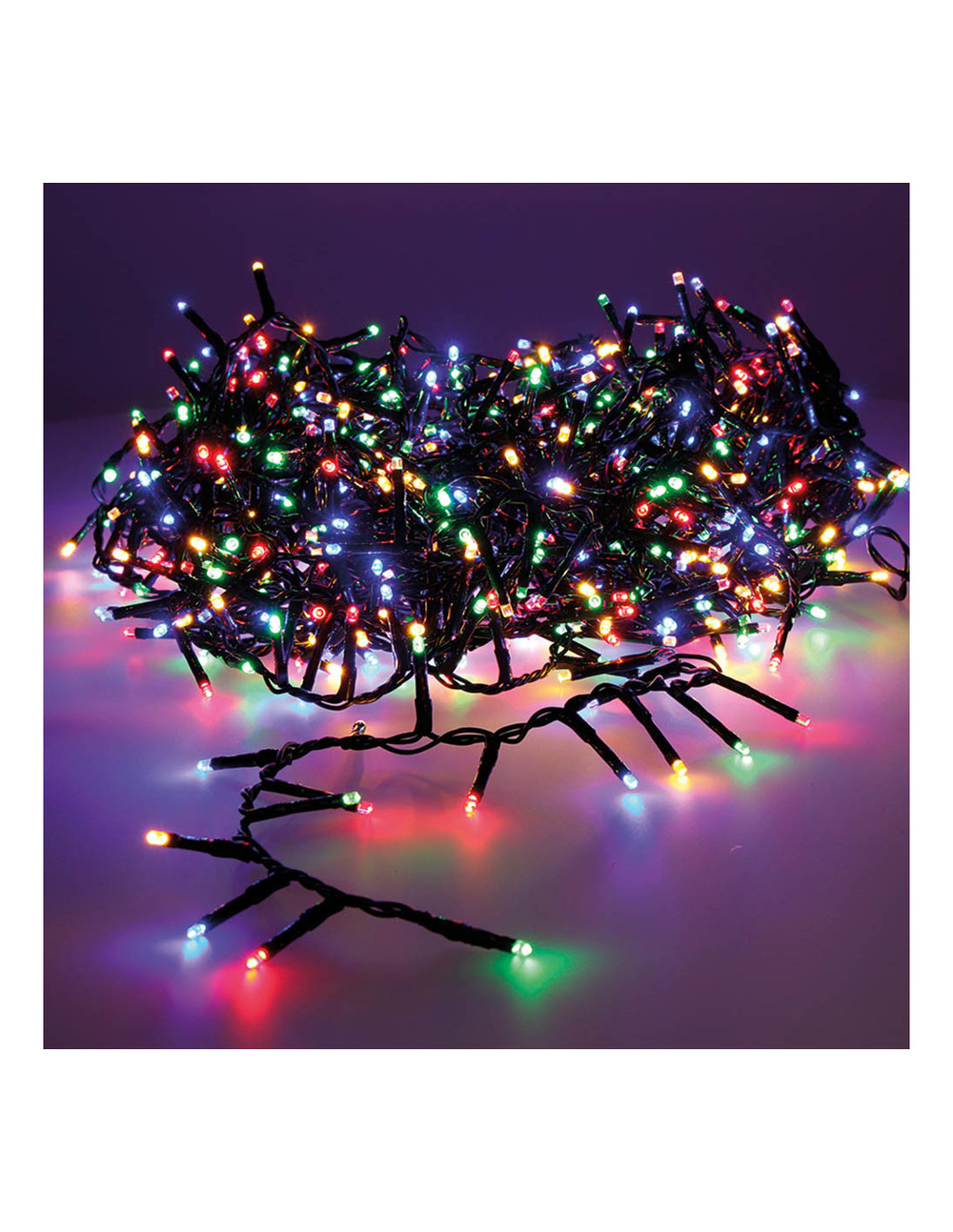 Guirlande led compact clignottante multicolore - blanc chaud 14m 500l