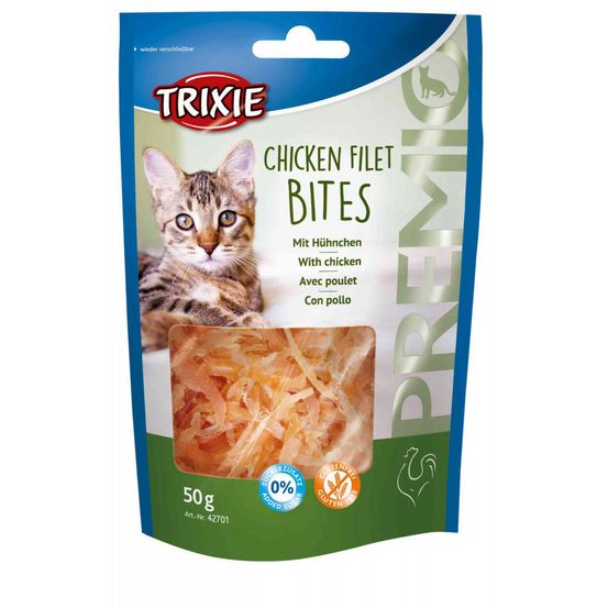 Friandise pour chat premio bites au poulet, 72 % de viande, sachet 50 g - t